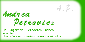 andrea petrovics business card